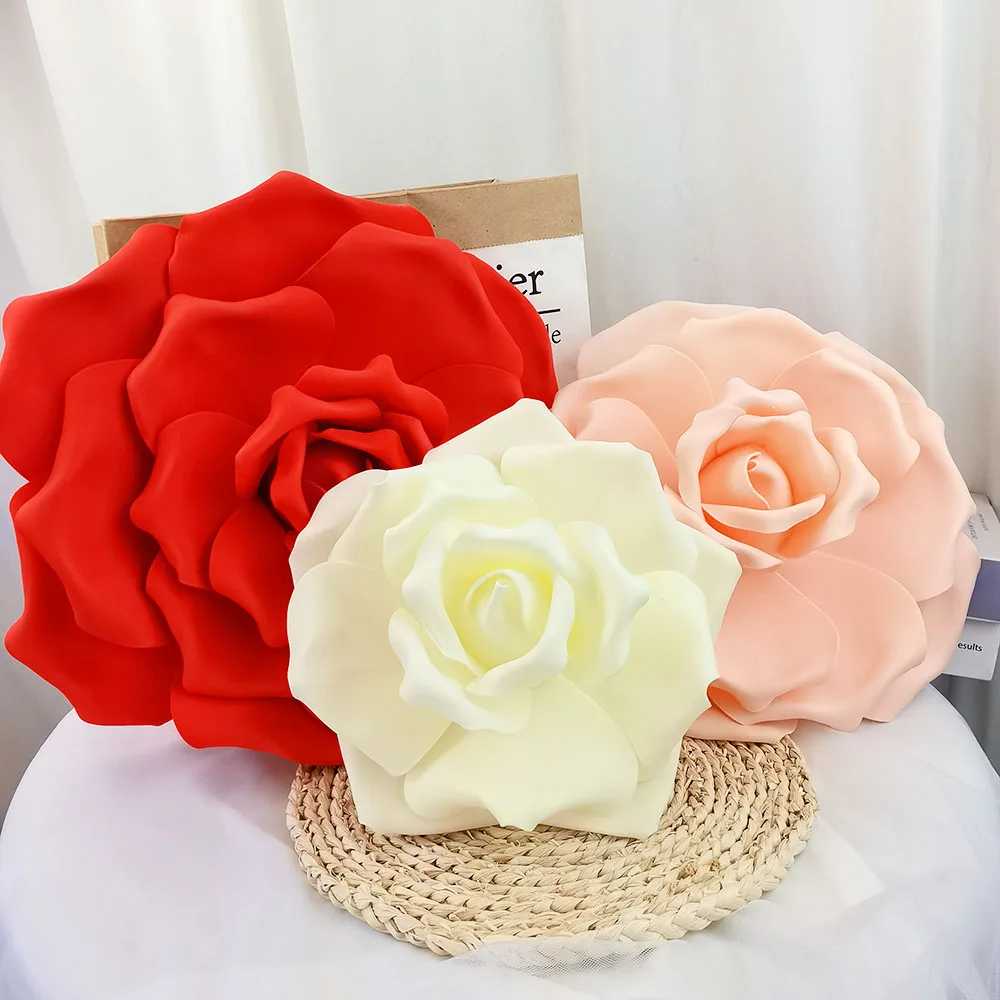 

Wedding Decoration Large Flat Flower Foam Roses Home Wall Background Ornament PE Flower Roses DIY Mall Window Layout Floral