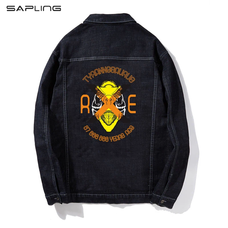 

Autumn Winter Men's Clothing Casual Handsome Loose Denim Jackets Male Fashion Print Black Cowboys Jacket Coats Plus Size 2XL-8XL