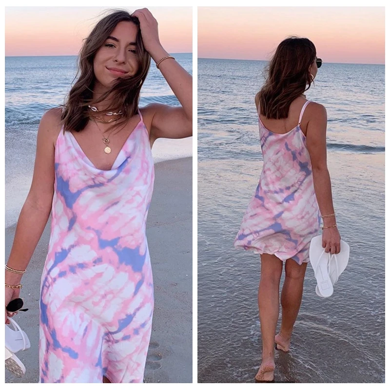 

Print Sexy Dress Women Spaghetti Strap Dresses Female High Waist Mini Dress Summer Beach Style 2021 Sleeveless Vestidos