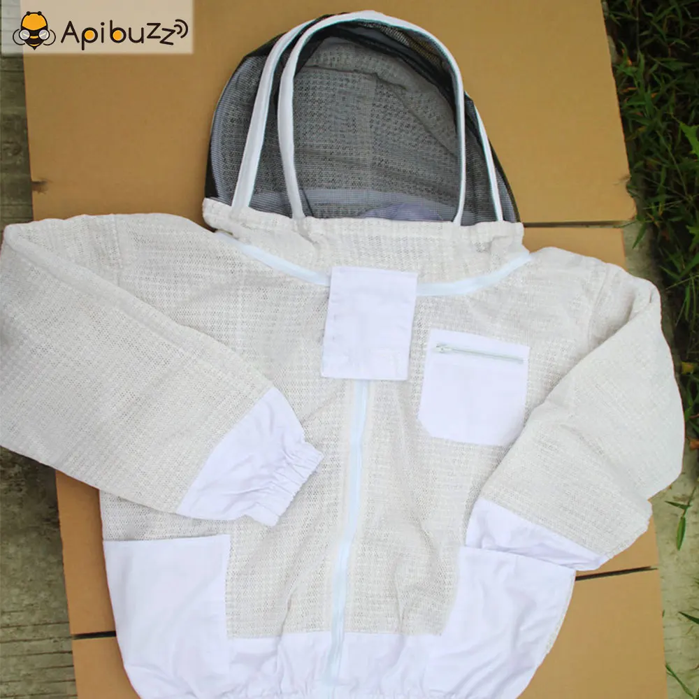 Heavy Duty Three Layer Mesh Ventilated Beekeeping Jacket Suit Clothing with Hooded Hat-Veil Bee Keeping Equipment Apiculture | Дом и сад