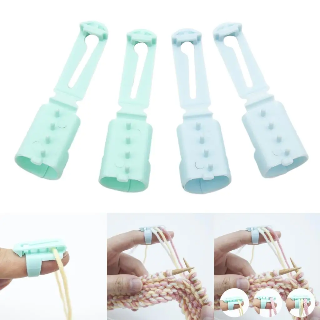 

4x Braided Knitting Ring Finger Thimble Tools Yarn Needle Guide Sewing Accessory