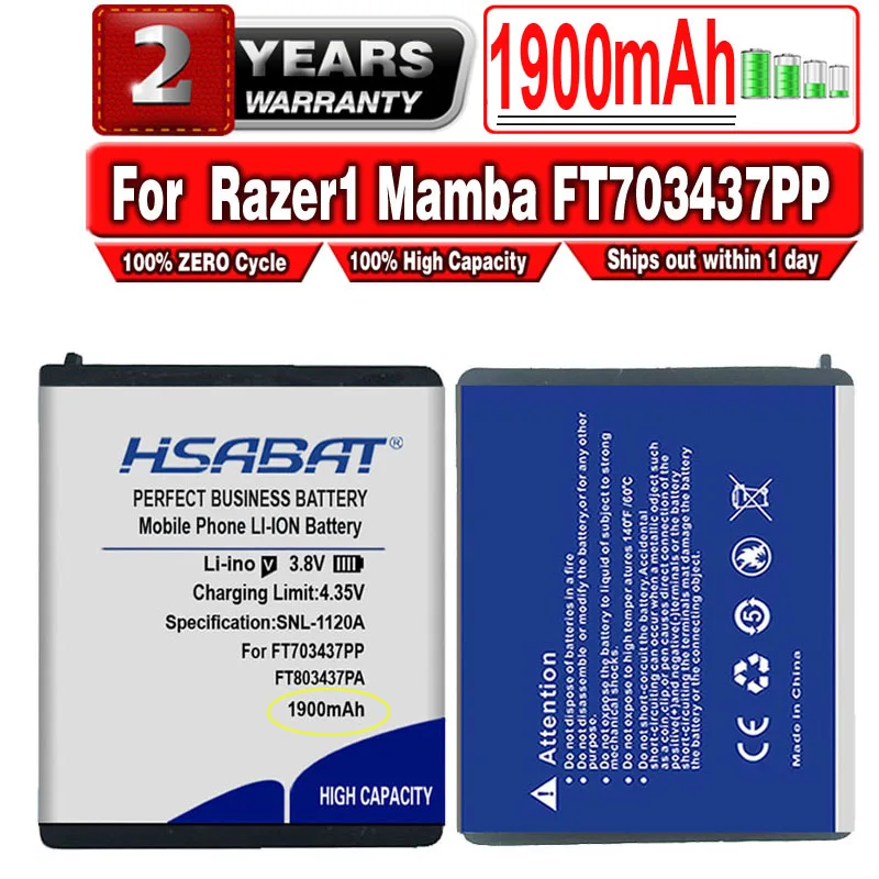 HSABAT 1900mAh FT803437PA lp083442a батарея для Razer1 Mamba FT703437PP RC03-001201 Лазерная беспроводная мышь Naga