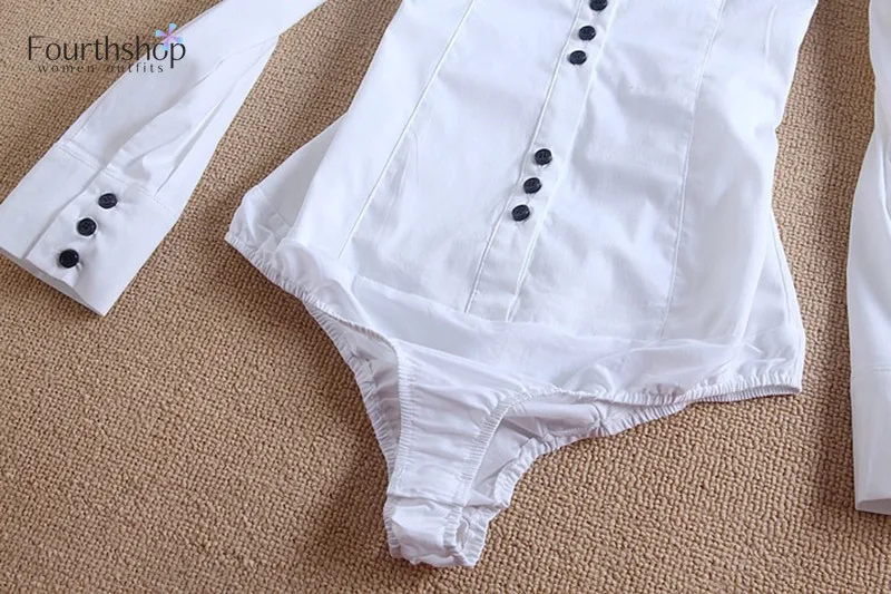 Женские Боди с длинным рукавом Облегающая белая блузка рубашка для офиса женские