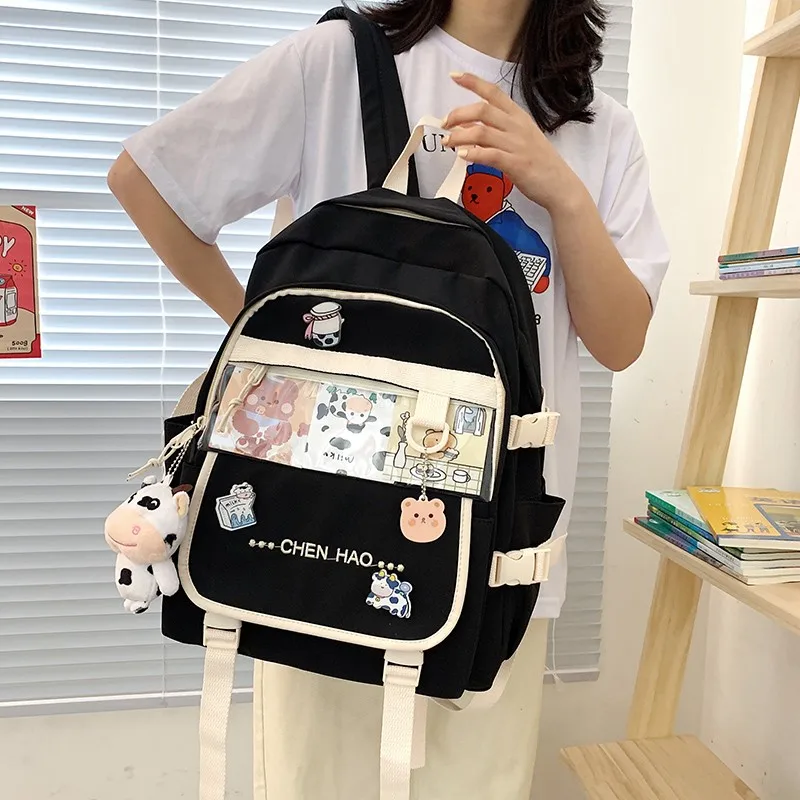 Милый женский рюкзак в японском стиле, вместительный школьный ранец для девочек, нейлоновые водонепроницаемые дорожные сумки с защитой от ...