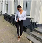 Брюки-клеш для офиса, облегающие эластичные брюки с высокой талией и пуш-ап на пуговицах, до щиколотки