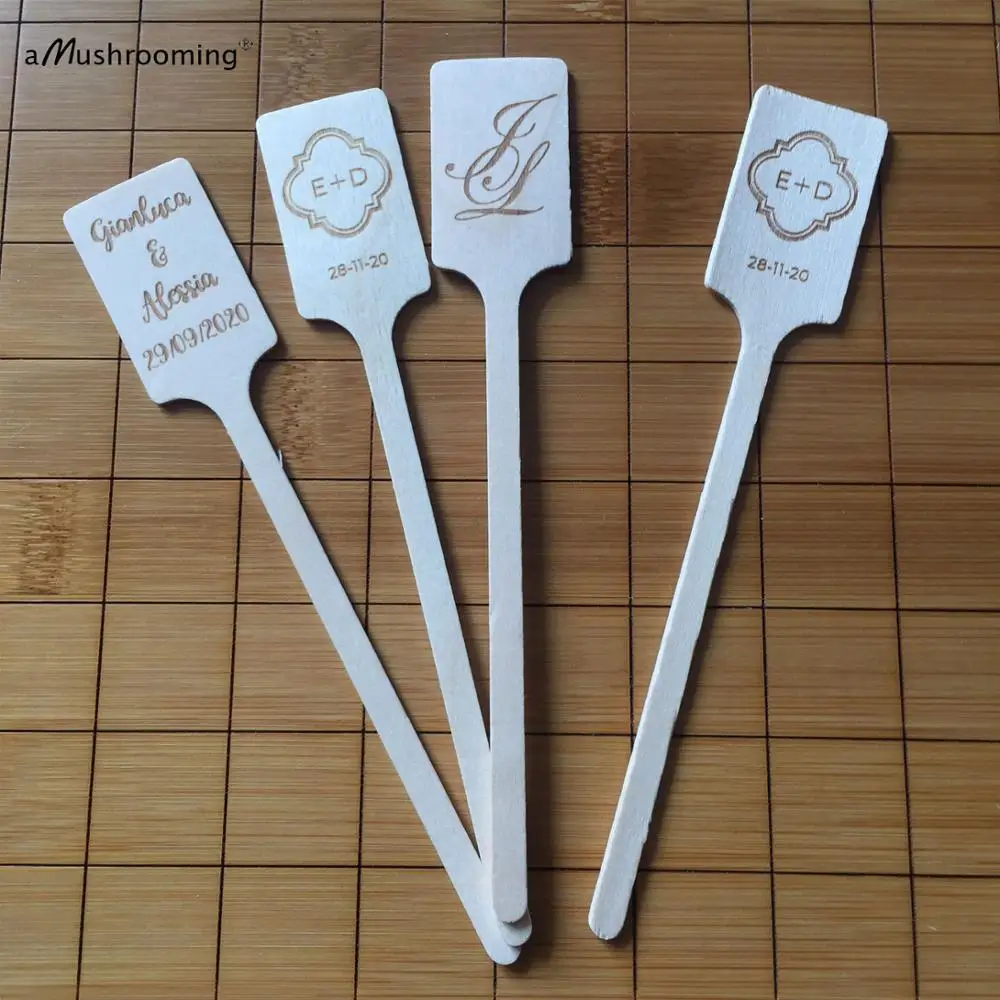 Рустикальное свадебное название коктейльные мешалки на заказ выгравированный