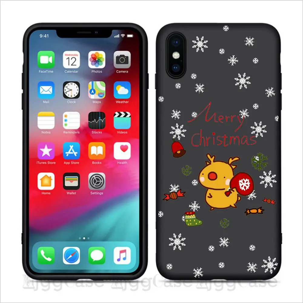 Рождественский чехол для телефона iPhone 7 8 Plus мягкий силиконовый с мультяшным