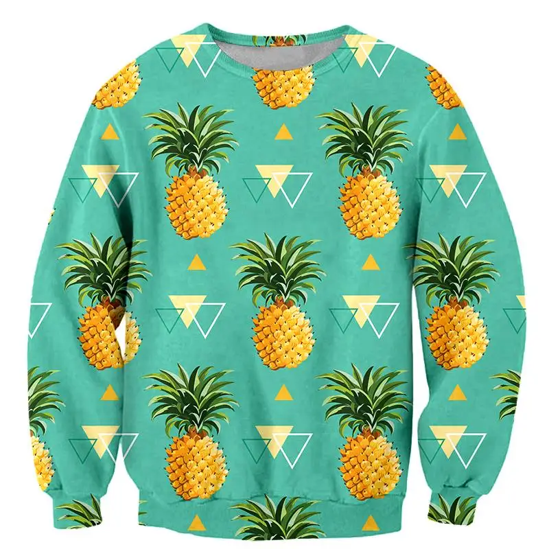

CJLM Fashion Fruit Long Sleeve Sweatshirt Print Pineapple Orange Hip Hop Jogger Men's Crewneck Pullover 3D Hoodie Sweatshirts