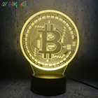 Биткойн светодиодный ночной Светильник Usb сенсорный Сенсор Цвет изменение Новинка светильник ing, для маленьких детей, праздничный подарок Украшения в спальню 3D лампа Биткоин