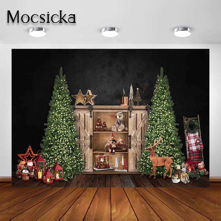 Mocsicka Рождественские фоны для фотографии черная стена Зеленая сосна