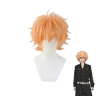 Парик для косплея эпохи Кавата из Токио, термостойкие синтетические волосы аниме, карнавальные парики для Хэллоуина, с короткими оранжевыми волосами, с шапочкой