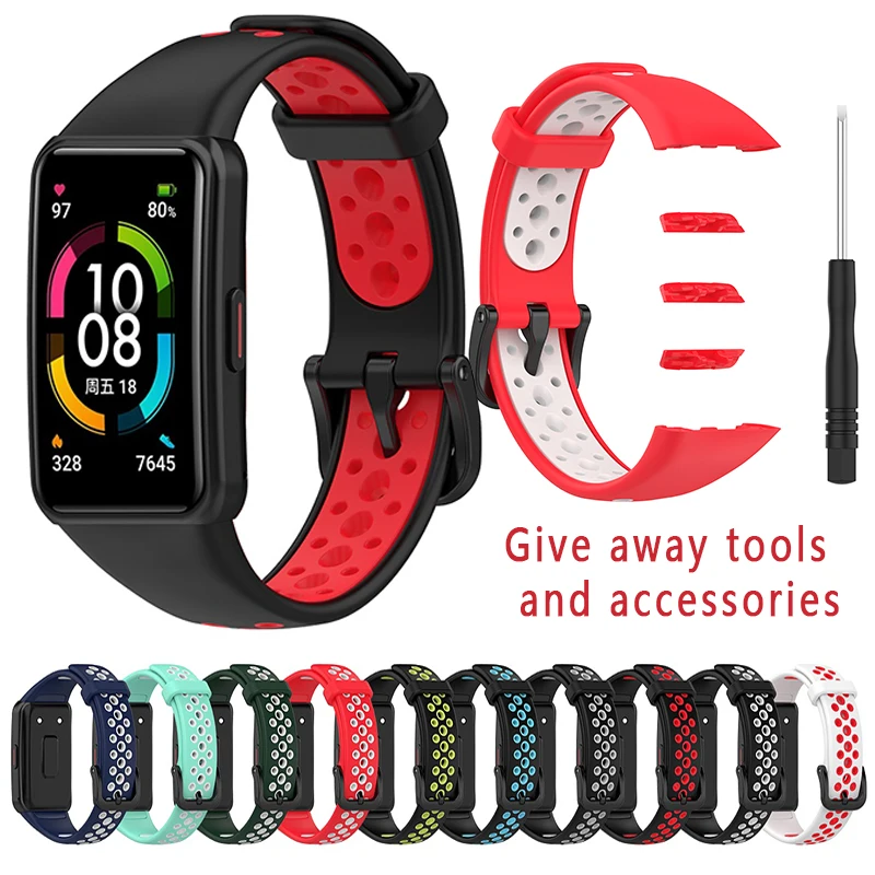 

Силиконовый ремешок для смарт-часов Huawei Band 6, спортивный сменный Браслет для Huawei Honor Band 6