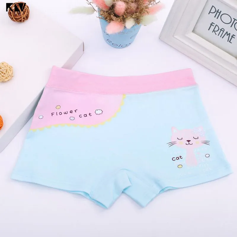 Calzoncillos b&oacute;xer de algod&oacute;n para ni&ntilde;os y ni&ntilde;as, ropa interior con estampado de gato y dibujos animados, de 2 a 12 a&ntilde;os-3
