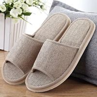 sijimingsu open linen slippers mens star hotel special high grade indoor floor couple womens cotton slippers