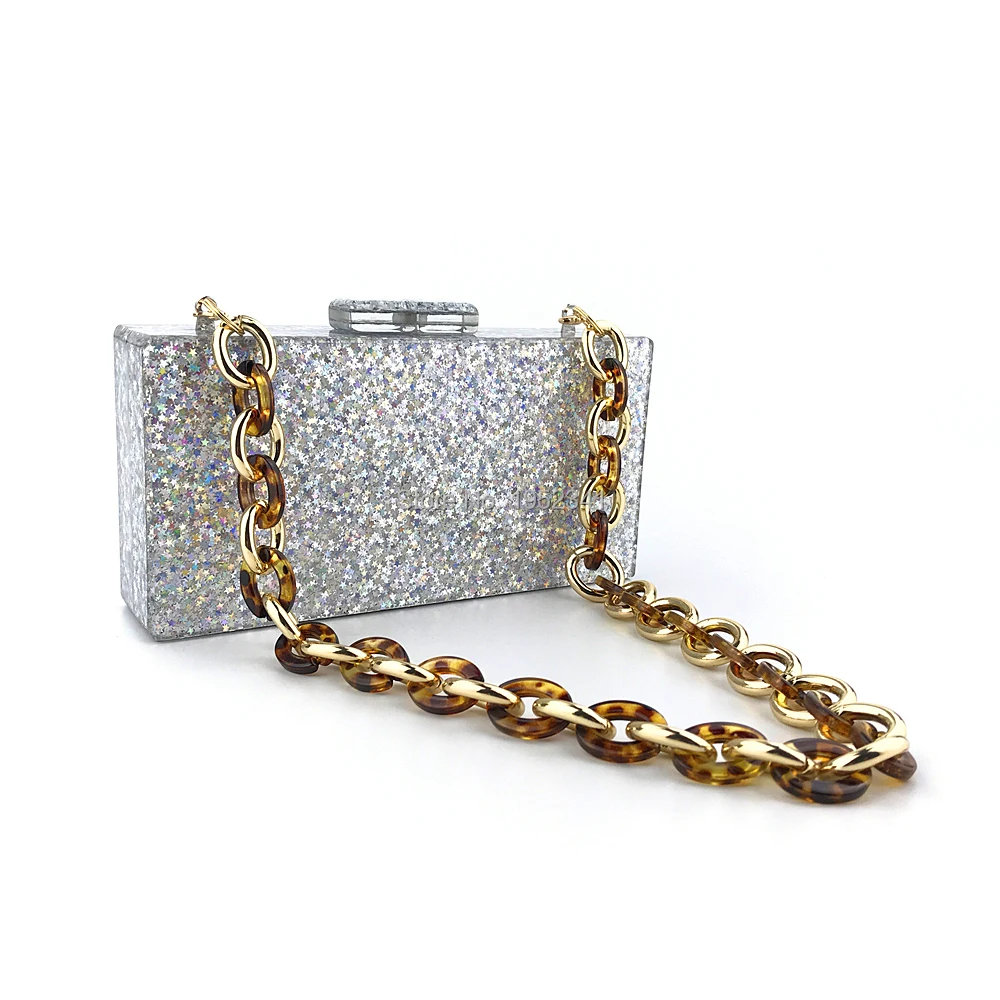 

2019 New products acrylic bags for women silver glitter acrylic clutch evening bags