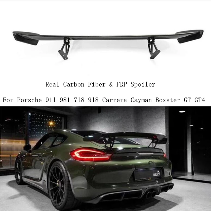 

High Quality Real Carbon Fiber & FRP Spoiler For Porsche 911 981 718 918 Carrera Cayman Boxster GT GT4 Wing Lip Car Accessories