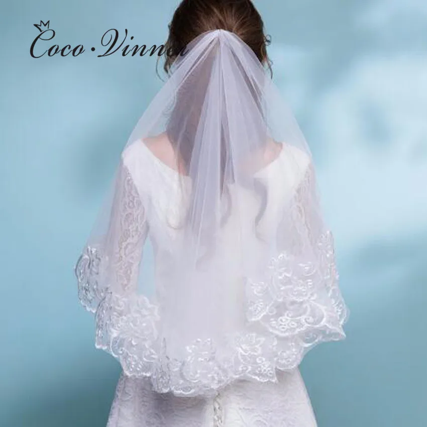 Кружева Аппликация элегантная свадебная фата женские 150 см 300 длинная белая цвета