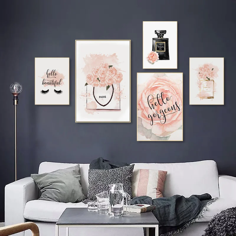 Принт с ресницами Hello Beautiful Girls украшение для спальни флакон духов Картина на