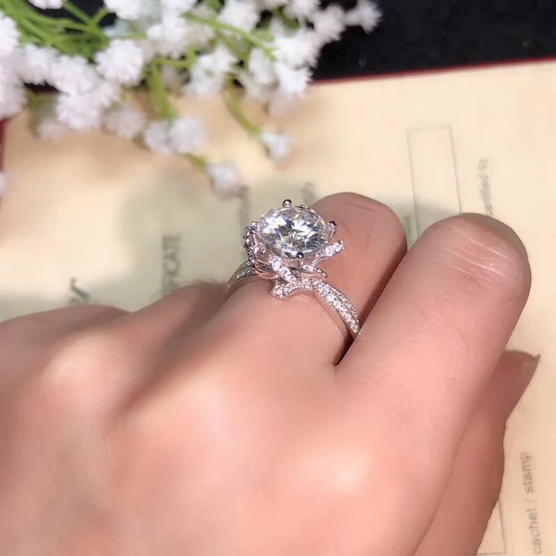 Женское Обручальное кольцо из серебра 925 пробы с муассанитом|Кольца| |