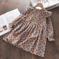 bear leader baby girls spring flowers costumes new kids girl floral casual dresses chidlren ruffles autumn clothing 3 7 years
