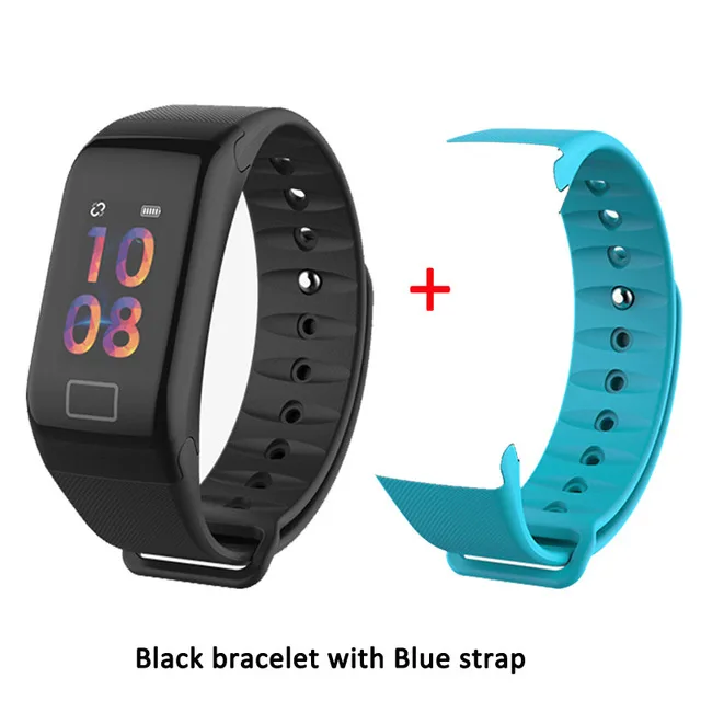 Black Blue band F1 Plus смарт-браслет Bluetooth спортивный водонепроницаемый цветной экран пульсометр кровяное давление монитор сердечного ритма Смарт-браслет - Цвет: Black Blue band