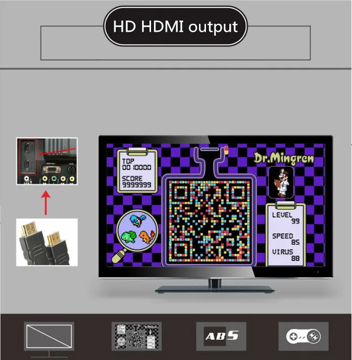 Coolbaby New Mini Video Game Console HDMI Built-in 621 games Classic Home Game Console with Double Gamepad For SFC Childre Game