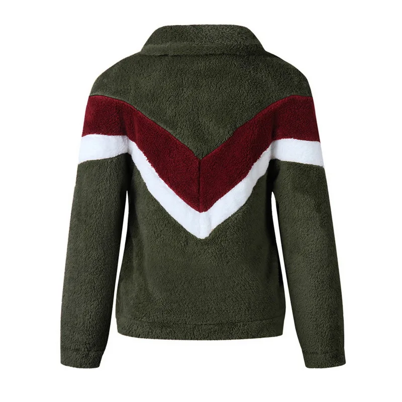 Vertvie, Женский вязаный свитер из шерпы на молнии 1/4, Пушистый Плюшевый флисовый пуловер, женские Теплые Топы, верхняя одежда, пальто с карманами