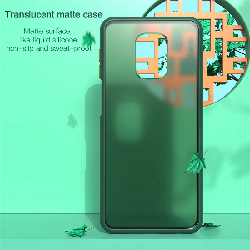 

For Xiaomi Redmi Note 9S Case Shockproof Bumper Color TPU Frame Transparent Cover for Redmi Note 9 Pro Max Matte Hard PC Cases