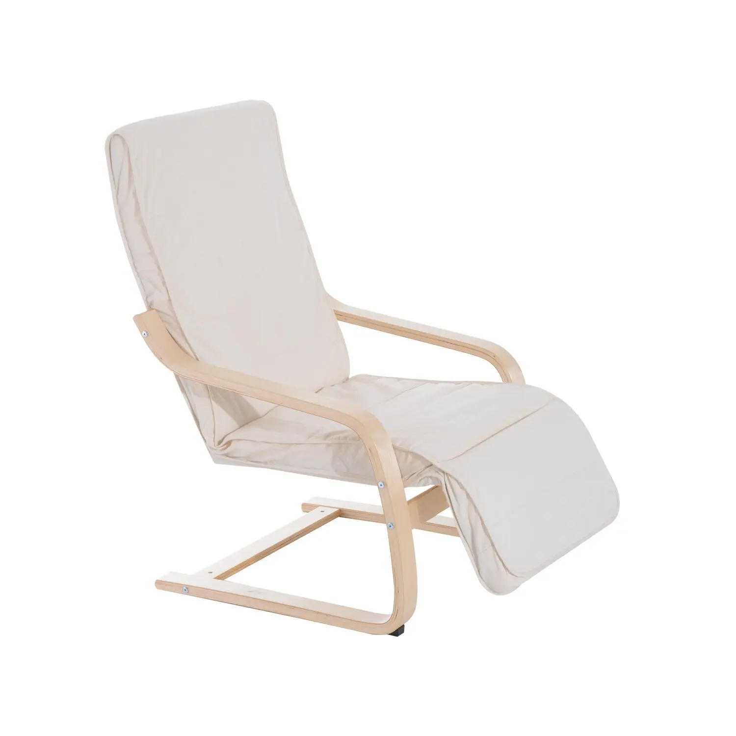 HOMCOM Sillon de Relax Silla Madera Abedul Reposapiernas a 5 Niveles 2 цвета (бежевый) |