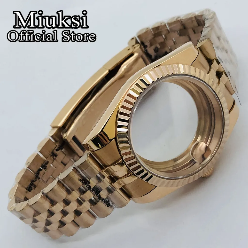 Miuksi 36mm/40mm sapphire glass rose gold watch case fit NH35 NH36 ETA2824 2836 Mingzhu DG2813 3804 Miyota 8215 PT5000 movement enlarge