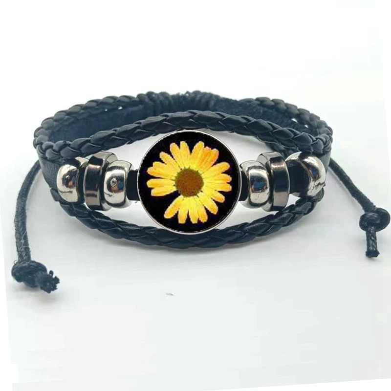 Модный новый маленький свежий браслет с ромашками и цветами хна из стекла