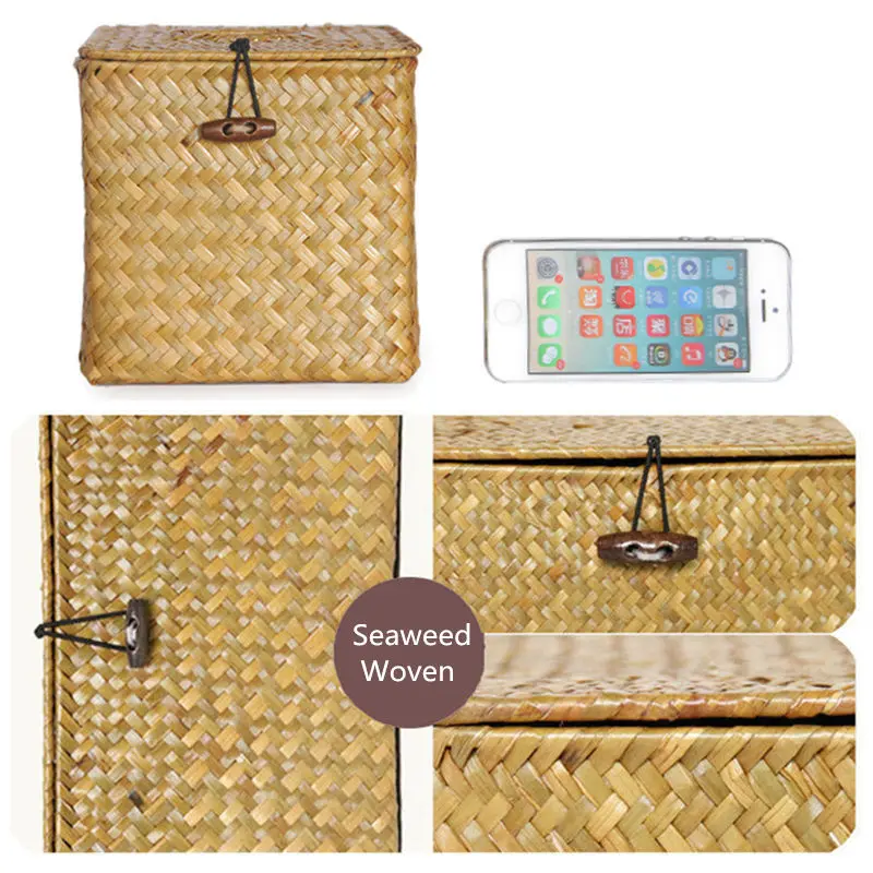 Seagrass Woven Tissue Case Box Handmade Straw Storage Basket Roll Paper Container Holder Home Decoarting Things | Дом и сад