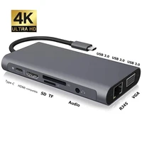 type c adapter usb c hub docking station to usb 3 0 4k hdmi compatible vga rj45 converter for macbook pro huawei samsung 10 in 1