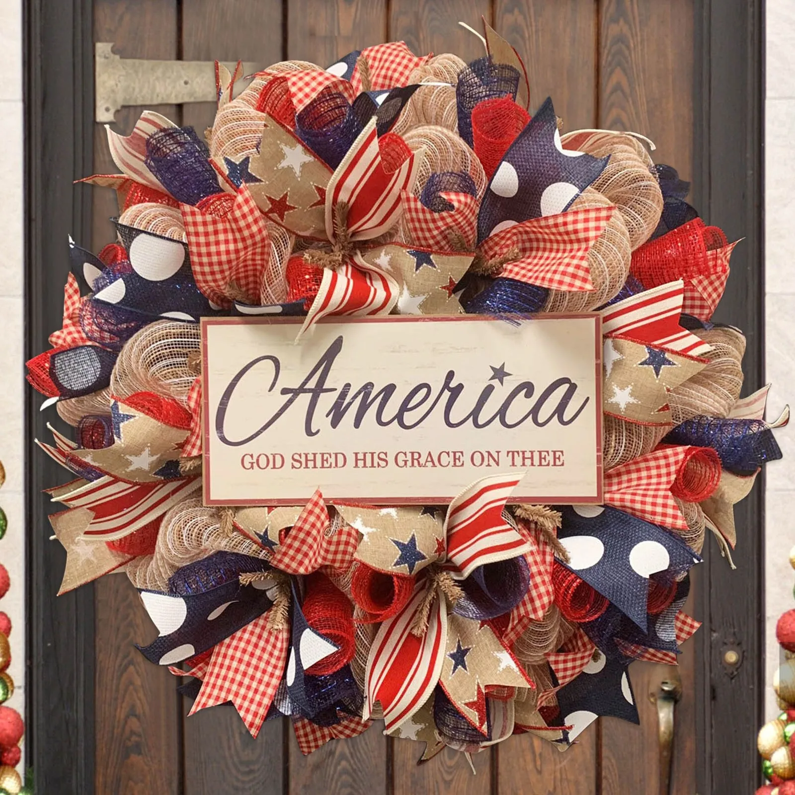 

American Patriotic Wreath Decoration United States Independence Day Garland Party Hanging Wreaths Artificial Decorations