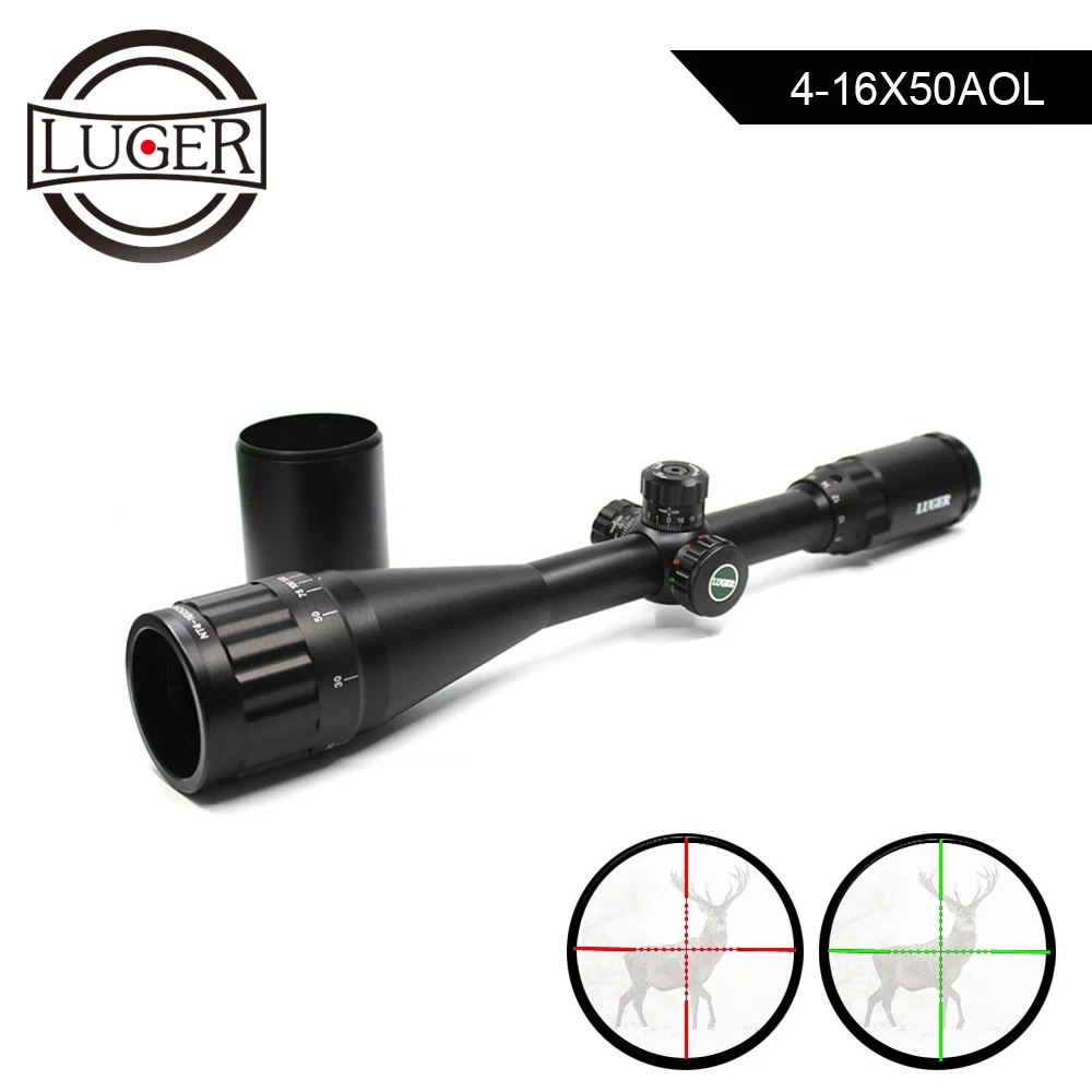 LUGER 4-16X50AOE охотничий прицел красный зеленый с подсветкой Mil Dot Оптика прицел Воздушный пистолет винтовка Блокировка тактические прицелы