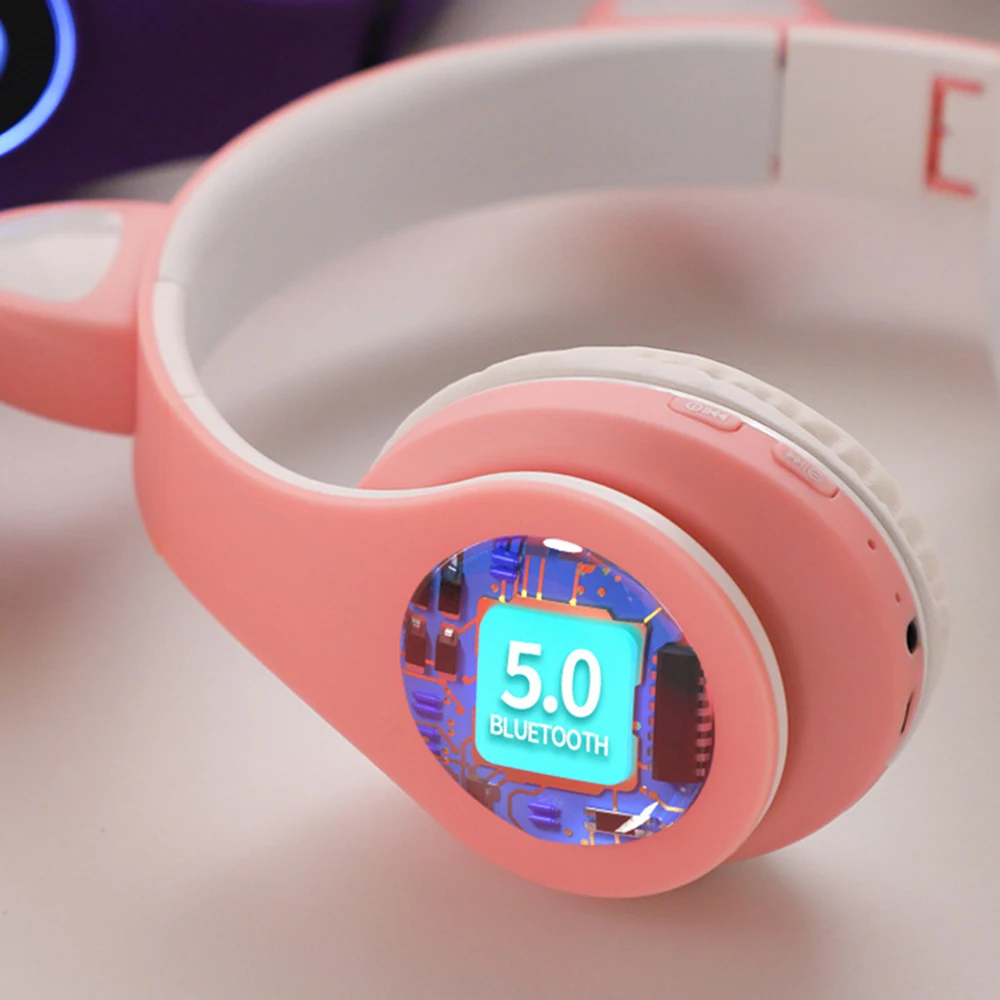 

Cute Bluetooth Wireless Cat Rabbit Ear Headsets LED Mic Headphones Over-Ear Headphones Gaming Live Show Headset For Girls