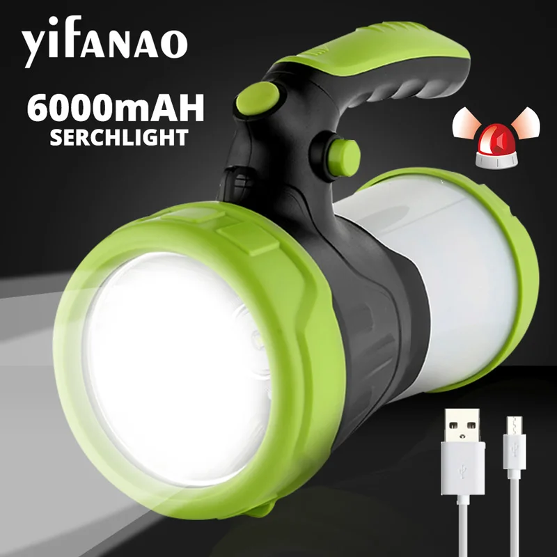 

Built-in 2*26650 Searchlight Led Flashlight Lamp 6000mAh USB Working Lamps Torch Portable Lantern Waterproof Hunting Light
