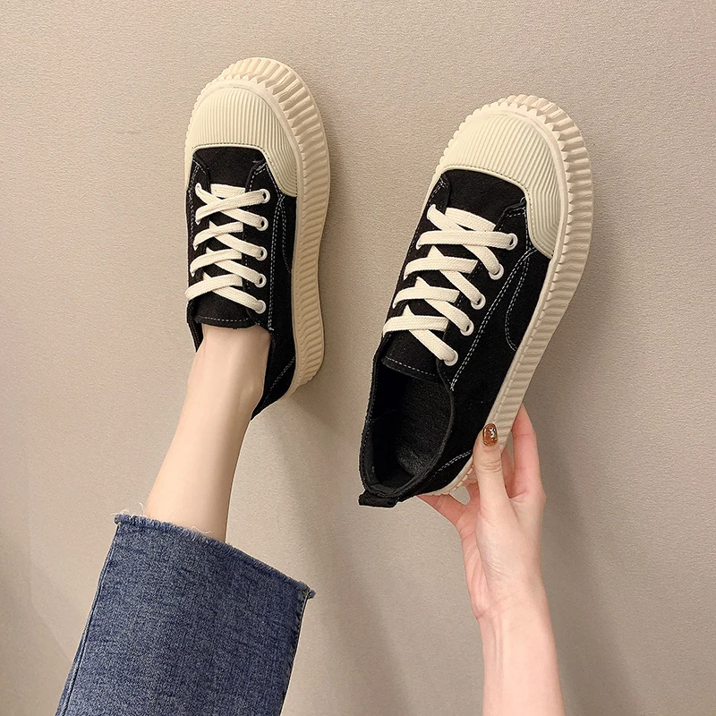 

Shoes Woman Flats Clogs Platform Casual Female Sneakers Modis British Style All-Match Round Toe Dress Summer Creepers 2021 Prepp