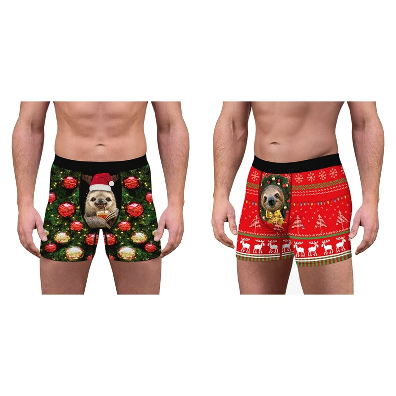 

2 шт., Мужские дышащие трусы-боксеры с принтом