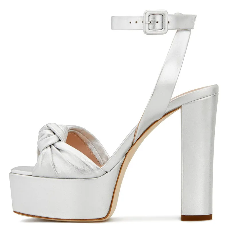 

Elegant women's large platform stiletto tie ankle buckle party sandals