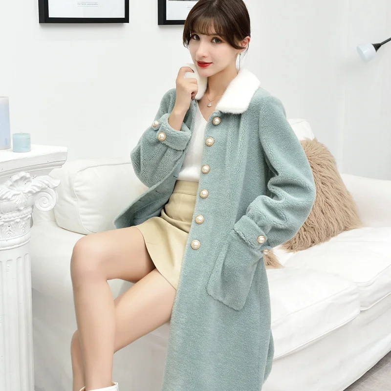 Женская куртка с воротником из натурального меха норки верхняя одежда 100% шерсти