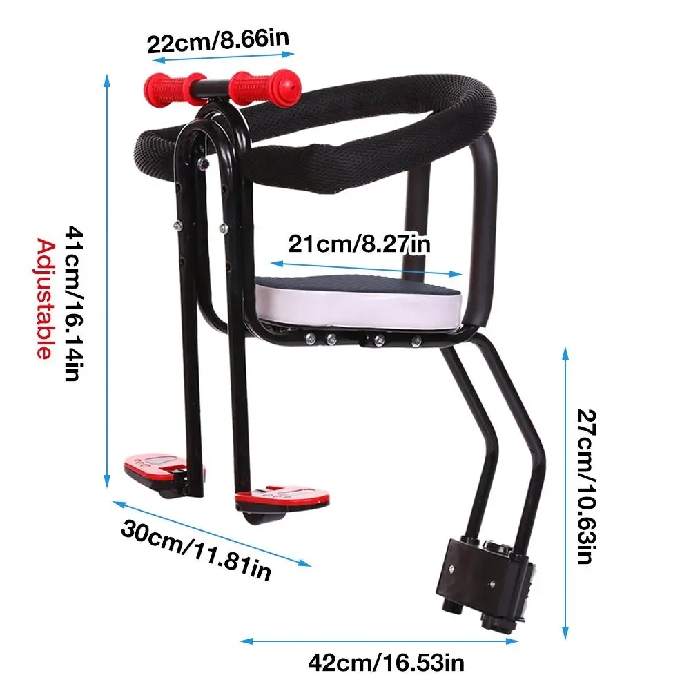 

Portable Child Bike Seat with Handrail Foot Pedals Portable Bicycle Front Seat for Mountain Road Bikes