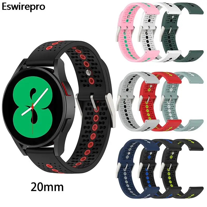 

Ремешок для часов 20 мм, мягкий воздухопроницаемый браслет для Samsung Galaxy Watch 4 Classic 3 41 мм Amazfit GTS 2 Pulseira