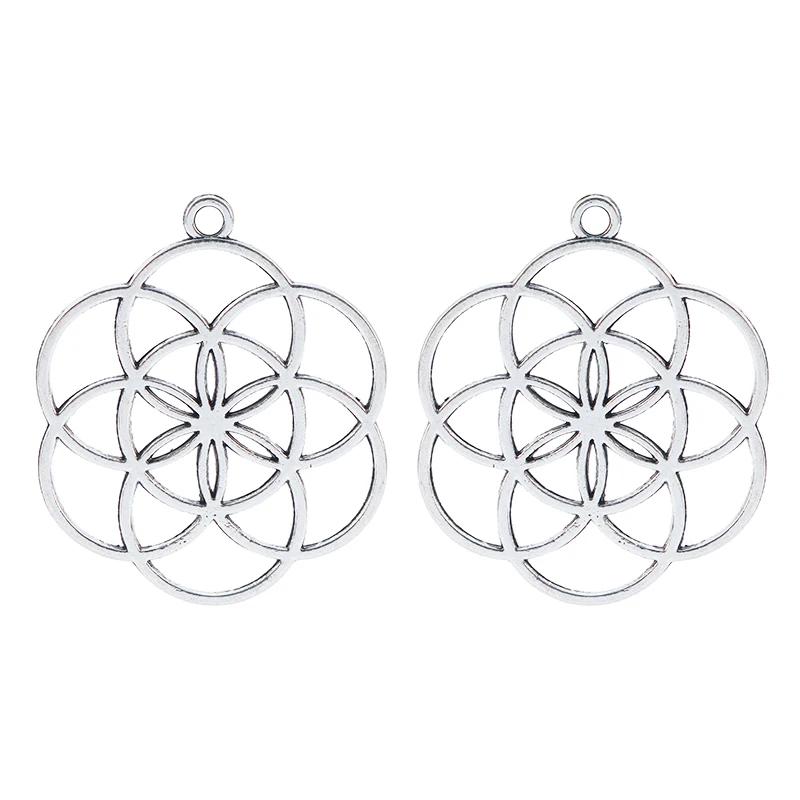 ZXZ 10 шт цветок жизни амулеты подвески 2 сторонние для ювелирных изделий делая