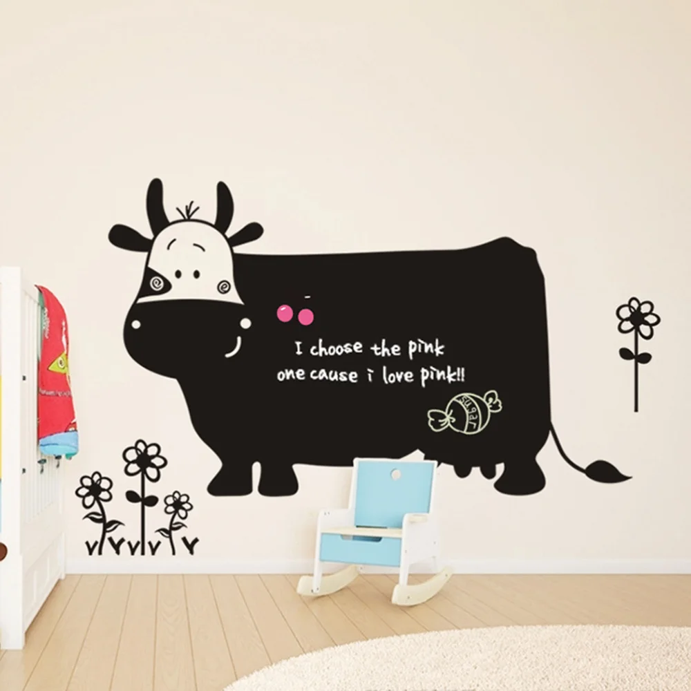 

Creative Lovely Big Cow Cartoon Home Decoration Colorful Wall Sticker Removable PVC Hhousedecals in Rooms(Black,60x90-B027)