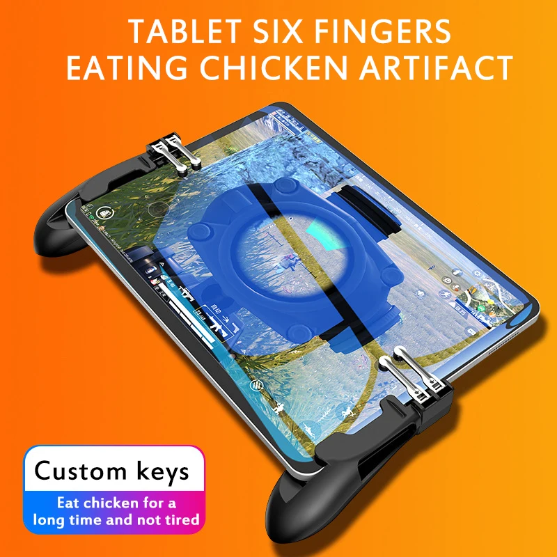 PUBG ipad Controller Six Finger Pubg Mobile Trigger Gamepad Grip L1R1 Fire Aim Button Joystick For Ipad Tablet FPS Game Handle |
