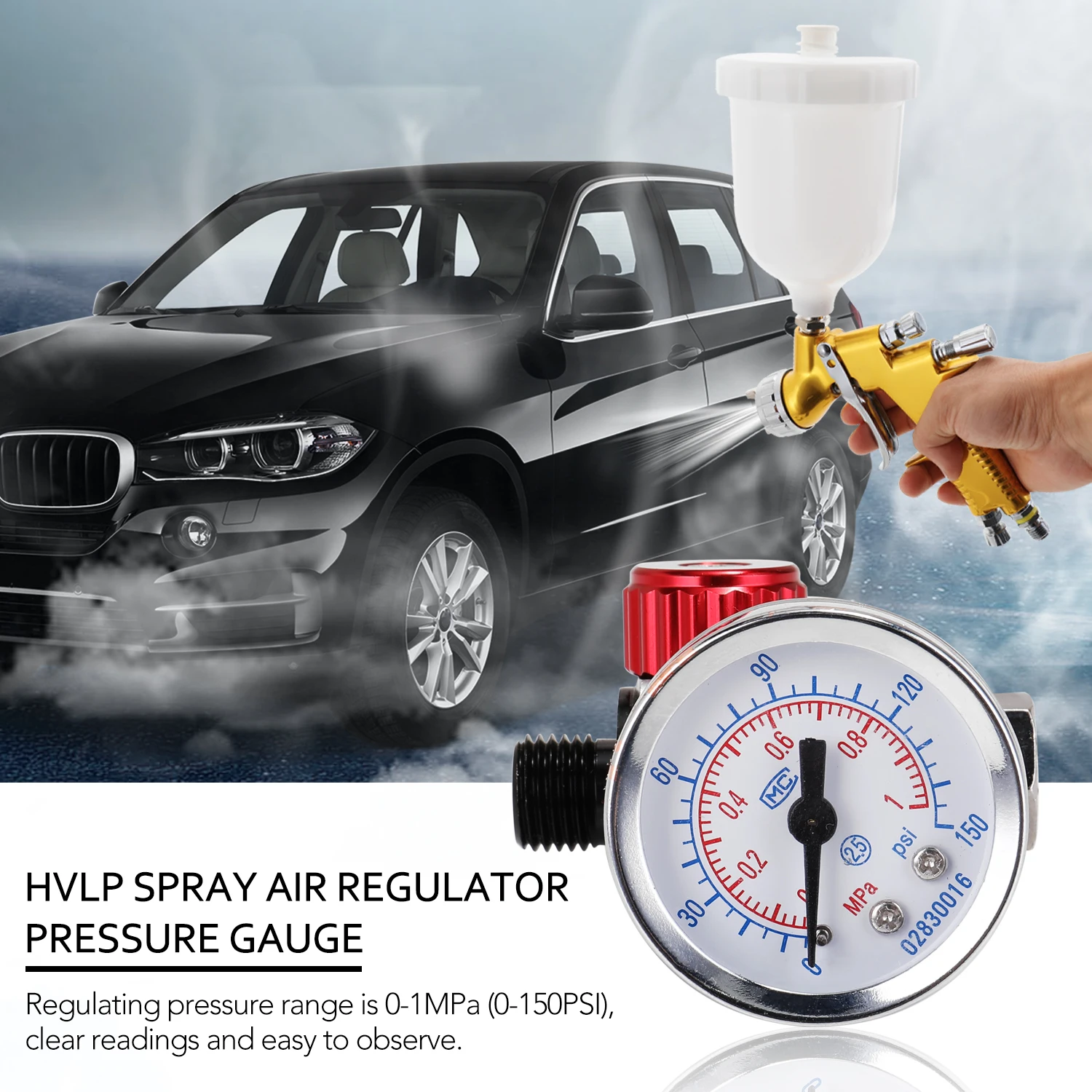 

Регулятор давления воздуха для распыления HVLP, манометр 1/4 дюйма, мини встроенный воздушный фильтр, сепаратор, регулируемый регулятор давлен...