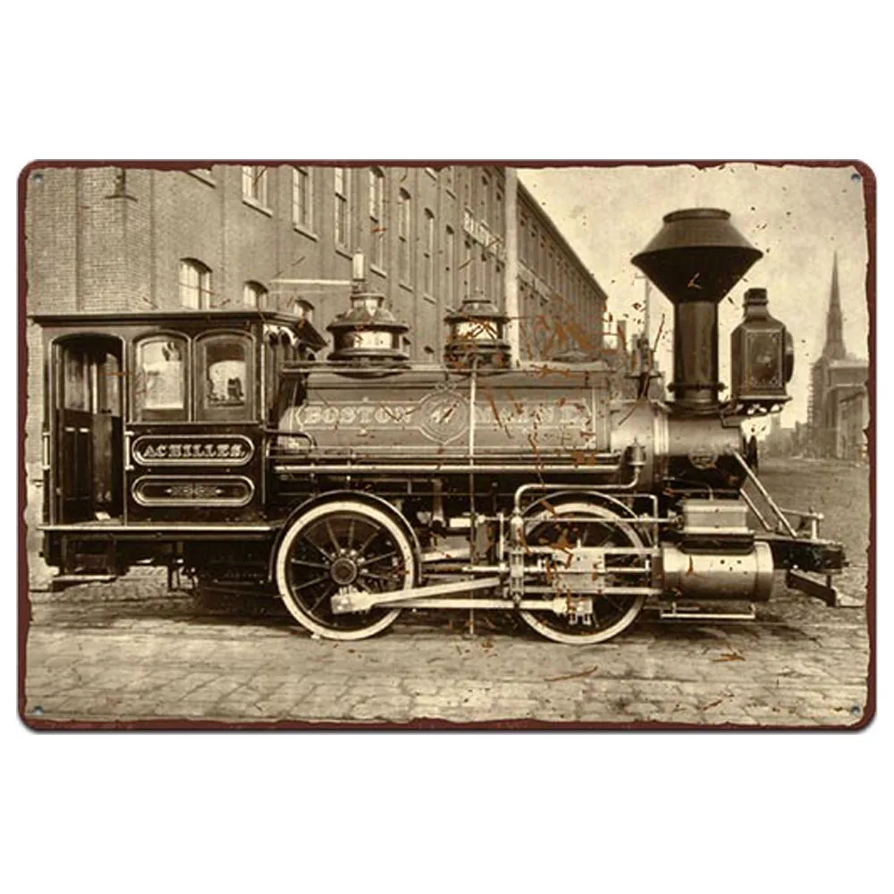 

Retro Vintage Steam Train Metal Poster Indoor Bedroom Living Romm Bar Garage Wall Decorative Painting Chic Tin Sign Plaque Decor
