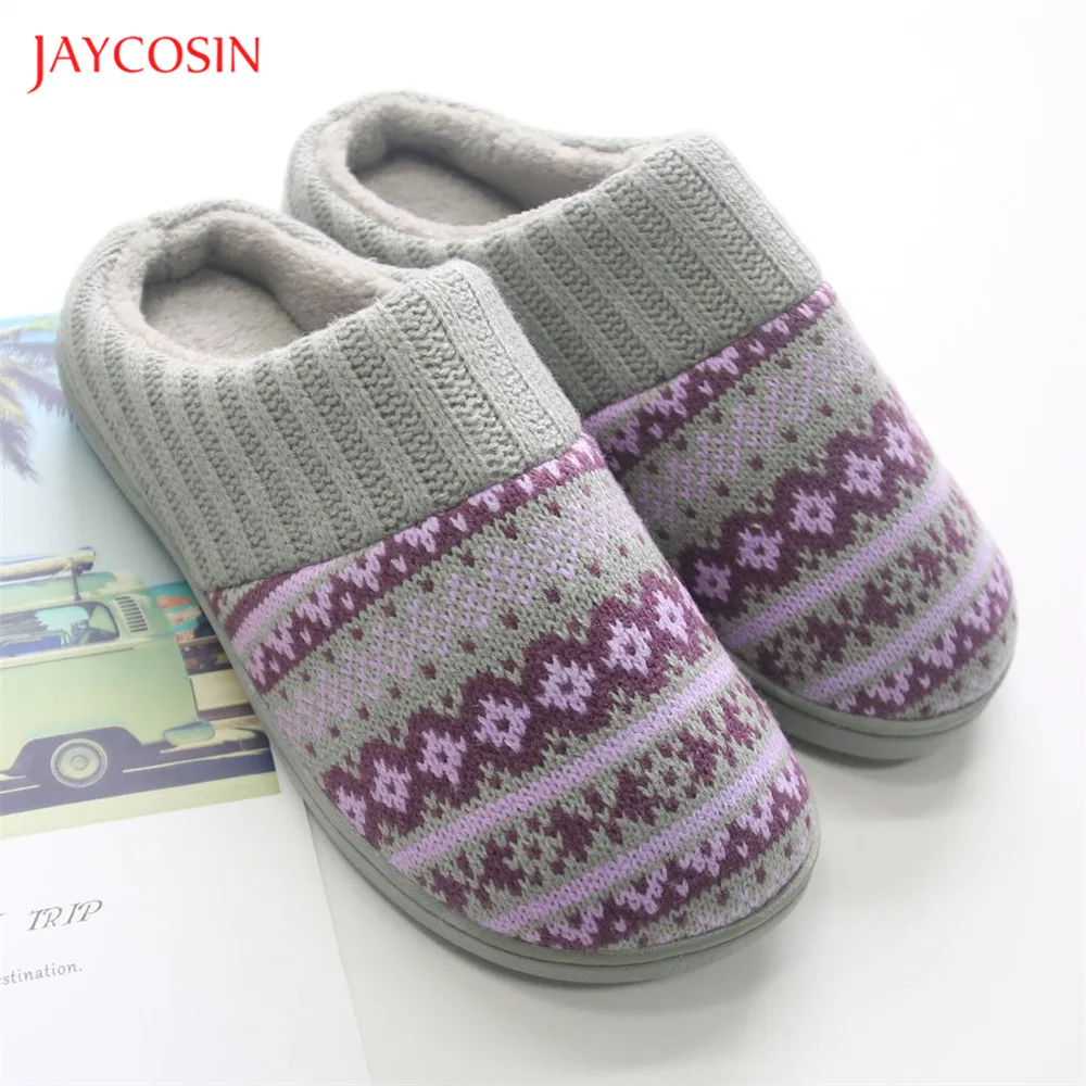 Jaycosin/женские тапочки с этническим принтом Зимние меховые шлепанцы Большие