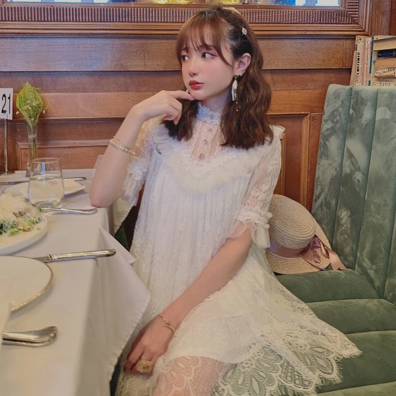 Французский PA модное кружевное с вышивкой Юбка высокой талией женский стенд